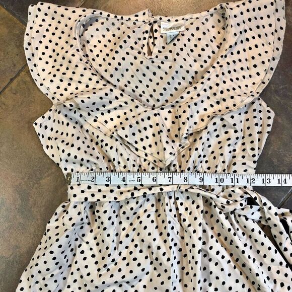 Motherhood Maternity Cream With Black Dots Blouse Waist Belt - Picture 8 of 13